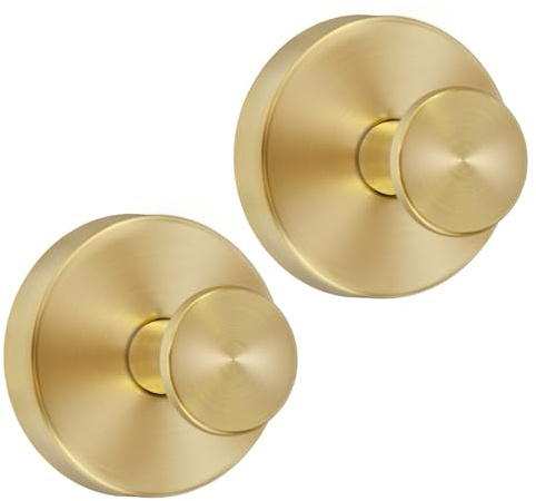 AuraHaven Suction Cup Shower Hooks for Inside Shower – 15 LB Heavy-Duty No-Drill Towel Hooks, Removable & Reusable for Towels, Robes & Loofah, Waterproof for Glass & Tile(2 Gold)