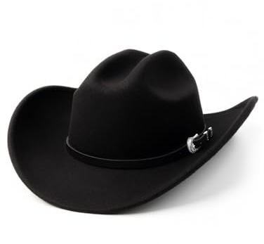 Zylioo S/M/L/XL/XXL Sombrero Panamá de fieltro para hombre y mujer, sombrero de fedora con ala ancha, sombrero clásico de invierno con hebilla de cinturón, Corona fedora negra, L
