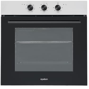 Apelson Horno Estático Multifunción AMS 5001 76L, 6 Funciones de Cocción, Puerta Fría Triple Cristal, Programador Mecánico con Paro Automático, Clase A, Acabado Inox y Cristal Negro,