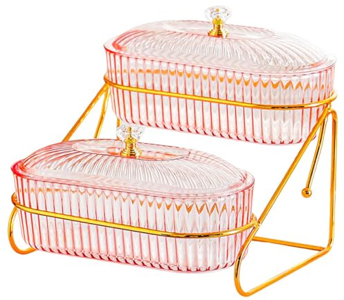 MagiDeal Vassoio per snack, vassoio per alimenti con coperchio, piatto per, piatti per snack, biscotti, 2 Layers Style C