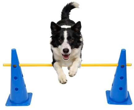 Parcours d'agilité pour chien avec set d'obstacles Hauteur réglable et | Kit de haies et cônes d'entraînement à l'agilité Équipement d'Agilité Extérieur pour Petit Chien pour Jardin Intéri