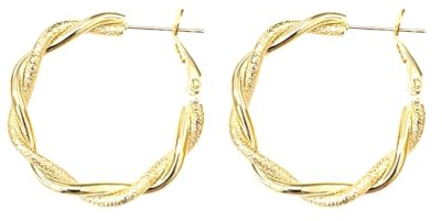 Yumay Twisted Rope Extra Large Gold Hoop Earrings 9ct Gold/White Gold Filled Creole for Girls or Womens(40mm/30mm)