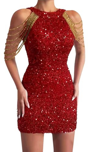 Cexiakong Robe à paillettes pour femme - Robe courte à paillettes - Robe d'été à manches longues - Col en V - Robe crayon brillante - Robe de fête sexy - Robe de soirée moulante - Mini robe