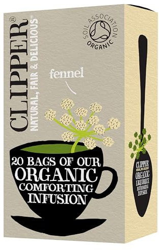 Clipper Organic Fennel Tea Bags | 20 Infusion Teabags | Pure Caffeine Free Tea for Home or Office | Eco-Conscious Herbal Tea Bags | Natural, Unbleached, Plant-Based & Biodegradable in Heat Sealed Bags