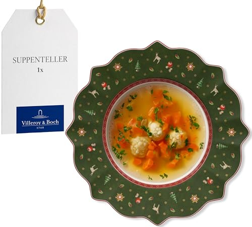 Villeroy & Boch -Toy's Delight sopptallrik 26 cm grön, tål mikrovågsugn, servis jul, julservis, sopptallrik, soppskål, julmotiv, premiumporslin