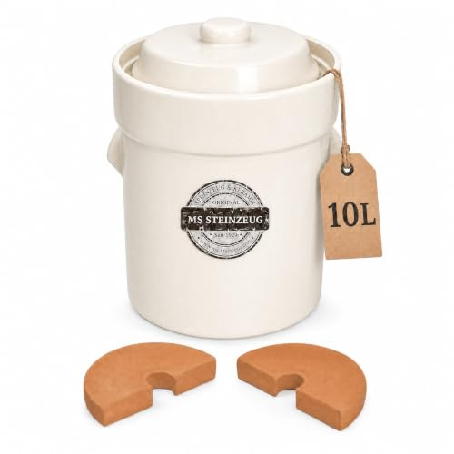 MS-Steinzeug.com - Vaso per crauti, 10 l, colore: Crema