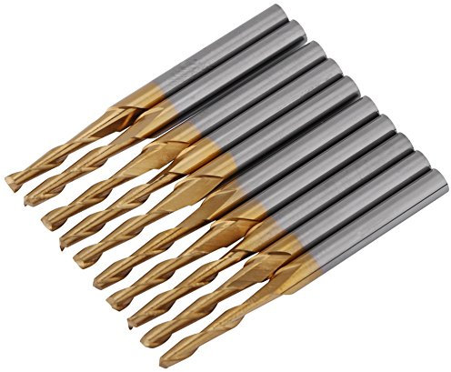 Fresa in titanio rivestita di carburo or tungsteno Fresa a doppio tagliente Frese rotary CNC set 3.17 mm Gambo Diametro tagliente de 2.0 mm