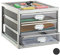 Relaxdays Schubladenbox, 3 Schubfächer, für Din A4 Dokumente, Ordnungssystem für Schreibtisch, Aktenablage, Silber, HBT: 23 x 27,5 x 35 cm