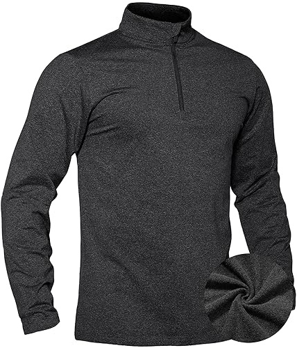 TACVASEN Herren Basic Shirts Ski Sportshirts Laufen Funktionsshirts Winter Warme Tops Langarmshirt Männer（XL，Schwarz）