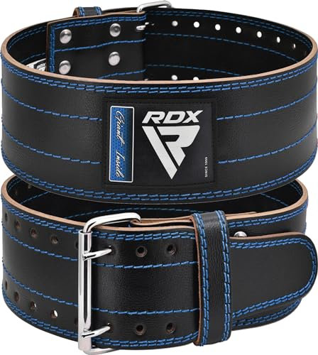 RDX 4” Gewichthebergürtel Leder, IPL USPA Genehmigt, 12 Verstellbar Löcher 6mm Trainingsgürtel Schnalle, Powerlifting Fitness Krafttraining Gürtel Bodybuilding, Gewichtheben Gepolstert