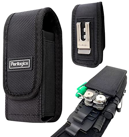 Perilogics Magnetic Tool Sheath for Leatherman – Nylon Belt Pouch Fits Wave Plus, Wingman, Charge, Surge, Super Tool 300, Signal, Free P2 & P4 (4–4.5 in) - Black
