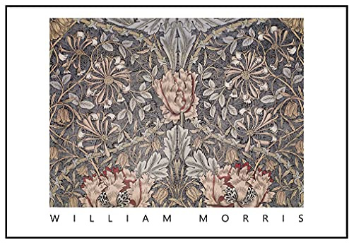 Panorama Cuadro Enmarcado William Morris Madreselva 70x50 cm - Impreso en Papel Rígido - Incluye Marco - Decoración Salón - Póster Decorativos para Dormitorio y Salón