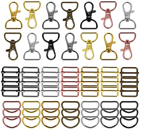 56 Stück D Ringen Schlüsselanhänger Karabiner Metall Drehbare Karabinerhaken Schlüsselanhänger mit D Ring und Schnalle für Rucksack Schlüsselanhänger Lanyard