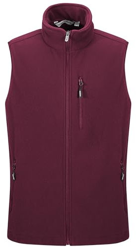Outdoor Ventures Herren Full Zip Leichte Fleece Weste Body Warmer Winddichte Weste Oberbekleidung mit 5 Taschen Ärmellose Jacke Casual Atmungsaktiv Laufweste für Radfahren & Wandern Reisen, rot, L