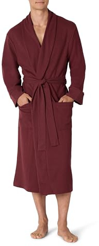 Amazon Essentials Herren Leichter Waffel-Bademantel (Erhältlich In Den Größen Schwer Und Groß), Sattes Burgunderrot, XL-XXL