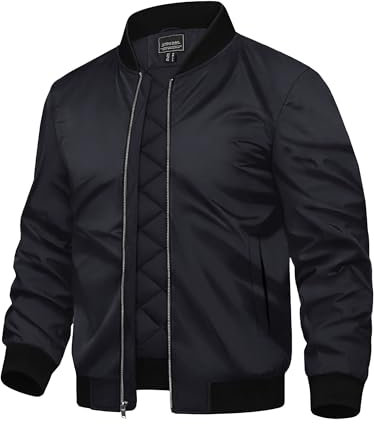 TACVASEN Übergangsjacke Herren Winddichte Bomberjacken Leichte Blouson College Jacke Warm Winter Freizeitjacke mit Stehkragen