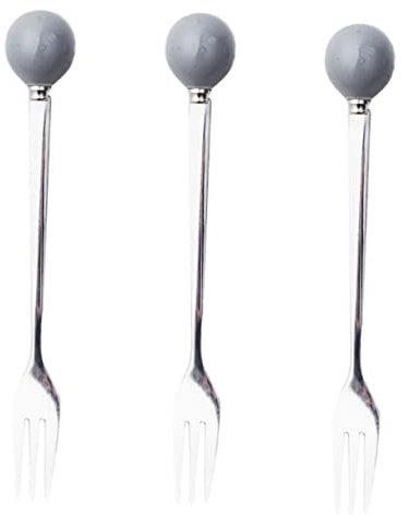 BESTonZON 6pcs Mini Stainless Steel Fork Ceramic Handle Party Forks for Dessert Creative Flatware Home Tableware Grey