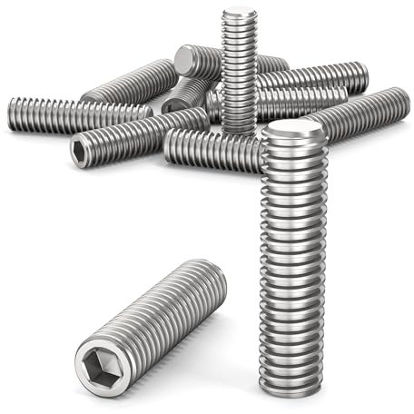 ORTAVA Tornillos prisioneros, tornillos prisioneros M5 x 20 mm, DIN 913/ISO 4026, con hexágono interior (ISK) y cabeza cónica, tornillo prisionero acero inoxidable (plata)