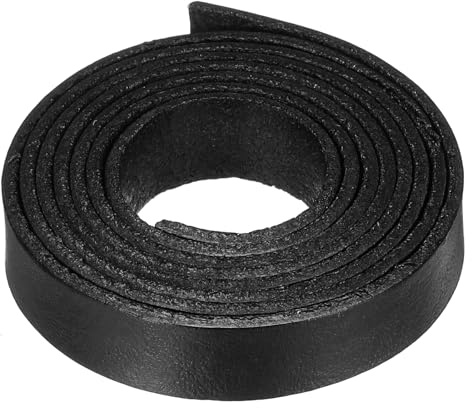 QUARKZMAN 1,1 Yard 12 mm platt läderrep, lädersnörningsremsor för gör-det-själv-hantverk, svart