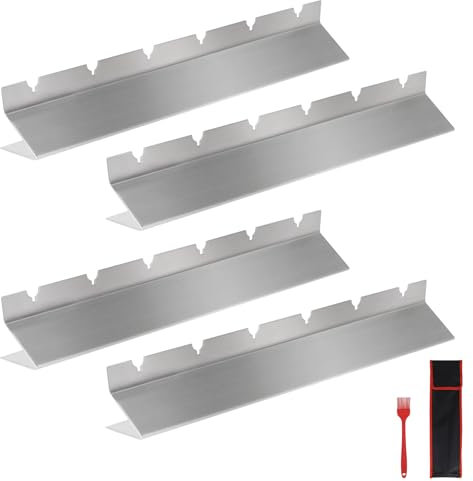 LALAGO 4 Stück Grillspießhalter Edelstahl, BBQ Halterung Grillspießhalterung, Fleischspieße Halterung, Spießgestell für 6 Spieße mit Bürste und Tasche für Holzkohle-, Gas- und Elektrogrills