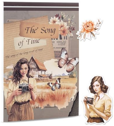 Vintage Frauen Scrapbook Sticker 20 Blätter, 170+ Nostalgie Sticker Buch, Ephemera PET & Papier Sticker für Journale, Fotoalbum (yellow)