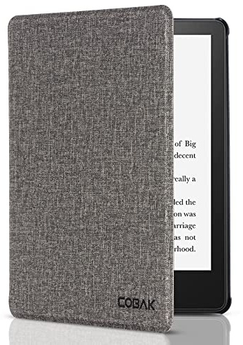 CoBak Fodral för 6,8-tums Kindle Paperwhite 11:e generationen 2021 – Smart fodral med automatisk sömn/veckfunktion, lättviktigt, tunt, PU-läder, Grå