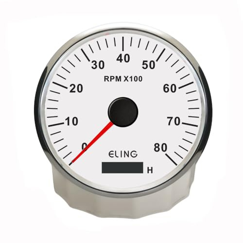 ELING 110 mm varvräknare varv/min mätare REV-räknare med timmätare 0-8 000 varv/min för bensinmotor, bil, lastbil, SUV, 12 V 24 V med bakgrundsbelysning