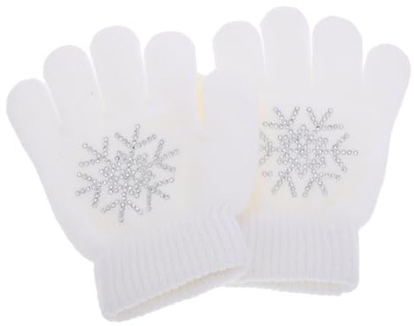 KOMBIUDA Skating-Handschuhe Schneeflocken-Strass-strickhandschuhe Wintersporthandschuhe Eislaufhandschuhe Fäustlinge Für Skating-sportzubehör
