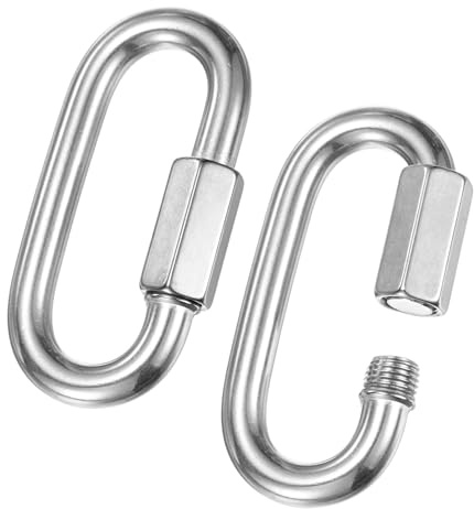 M METERXITY Confezione da 2 connettori per catena a maglie rapide, M10 3/8, in acciaio inossidabile 316, a forma di D, per riparazione di altalene, campeggio, escursionismo, zaino, portachiavi a vite