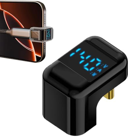 Nevalerra Conversor tipo C a macho tipo C - Adaptador tipo C con pantalla digital, adaptador de 140 W con ángulo de 180 grados | 40 g convertidor tipo C para viajes masculinos, 8 k/60 Hz HD