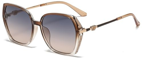 LOJUDI Oversized Sunglasses Womens Designer - Trendy Large Butterfly Aesthetic Big Frame Sun Glasses for Ladies with UV Protection Shades - Brown