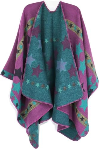 Women Shawl Wraps Open Front Poncho Reversible Oversized Blanket Cardigan