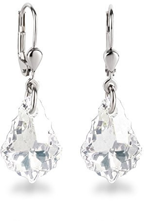 Schöner SD 925 Silber Ohrringe mit kleinen Kristall Barock Tropfen crystal klar weiß