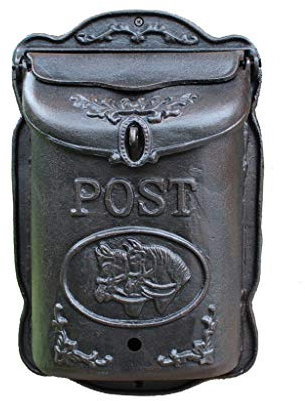 KONGY brevlåda, väggmonterad brevlåda amerikansk vintage metall postlåda för A4-bokstäver, med tak för yttervägg, bröllop