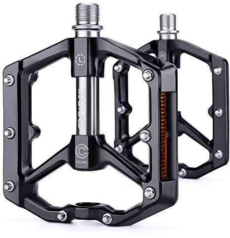 CXWXC Fahrradpedale Mit Reflektoren - MTB Aluminiumlegierung Pedale Set, 9/16 Cube Pedale für Mountainbike, Rennrad (Schwarz-Silber)