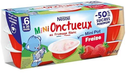 Nestlé Bébé - P'tit onctueux Croissance mini Fraise - dès 6 mois - 6 x 50g