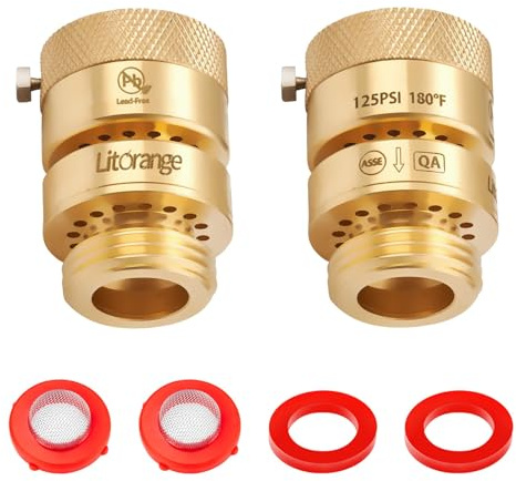 Litorange 2 Pack 1-1/16 Fine Thread (Female) Lead-Free Self-Draining Vacuum Breaker, PK 1390 Replacement Hose Bib Backflow Preventer with washers and Sealing Tape for Garden & indoor Spigot