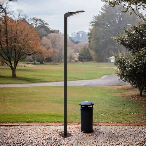Licht-Erlebnisse LED Außenlampe Schwarz 285 cm hoch IP65 3000 K 3600 lm Aluminium verstellbarer Schirm Modern Stehleuchte außen Garten Wegeleuchte