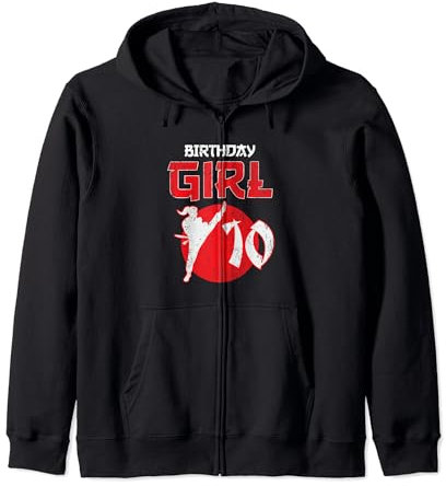 Karate Taekwondo 10 Jahre alt Geburtstag Kampfsport Mädchen Kapuzenjacke