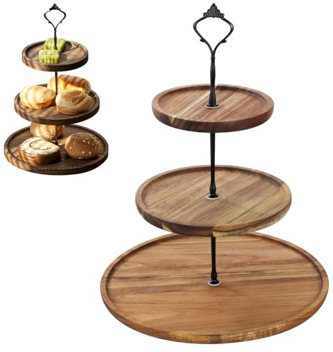 Présentoir à cupcakes, présentoir à gâteau à 3 étages, présentoir à gâteau en bois, présentoir à fruits à 3 étages, présentoir à gâteau pour mariage, fête d'anniversaire, décoration de la maison