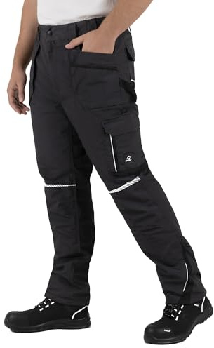 BWOLF Drift Ice Pantalon de travail d'hiver pour homme imperméable, protection contre le froid et coupe-vent avec éléments réfléchissants, noir/gris, M