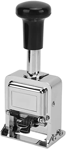 Automatic Number Stamp Machine with Zinc Alloy Body | 5 digit stamp with automatic ink return, rubber handle for easy use, durable zinc alloy construction, clear impressions