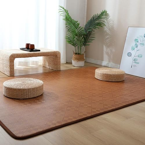 Tappeto in bambù naturale, comodo tappetino per yoga e sala zen, grande materasso in rattan, spessore estivo, decorazione per soggiorno e camera da letto, dimensioni: 70 x 180 cm, colore: B