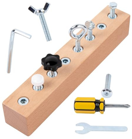 Planche à Outils Montesori en Bois - Jouet avec écrou à vis Jumbo, Puzzle d' Pratique, Table d'exercice Moteur de la Petite enfance | Set de Jeu éducatif pour 3 Ans