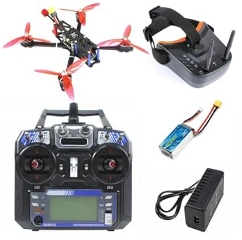 HYFOZAE Drone de Course FPV 225 mm 5 Pouces pour PNP, quadricoptère RC 3-4S avec caméra Ratel 2, Moteur 2306-2400 KV, Mini 3 pour Lunettes(RTF FPV FS-i6 Full)