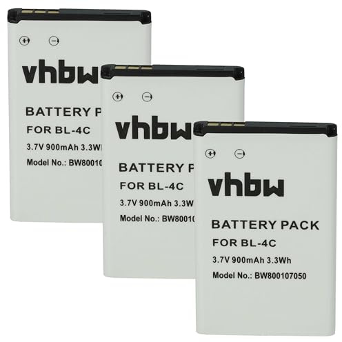 vhbw 3X batería Compatible con Olympia Outdoor Free móvil, Smartphone (900 mAh, 3,7 V, Li-Ion)