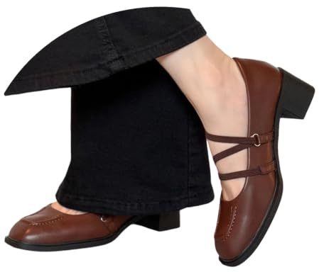 Vhersily Zapatos de mujer Oktoberfest Mary Jane de tacón alto con punta redonda traje tradicional bávaro zapatos con correa estilo elegante formal oficina boda fiesta noche ceremonia