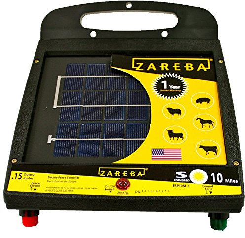 Zareba Solar Powered Low Impedance Electric Fence Charger - 2 Mile Solar Powered Electric Fence Energizer, Contain Small Animals and Keep Out Predators - ESP2M-Z