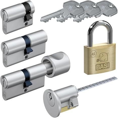 BASI | AS Schließzylinder | gleichschließend und frei kombinierbar | Viele Längen verfügbar | Profilzylinder für Haus und Wohnung | Halbzylinder A:10 mm B:55 mm