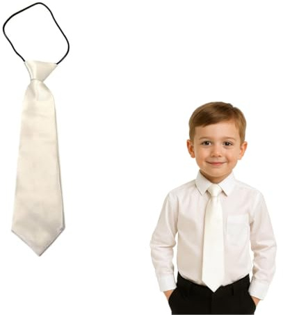 Barn satin enfärgad elastisk slips